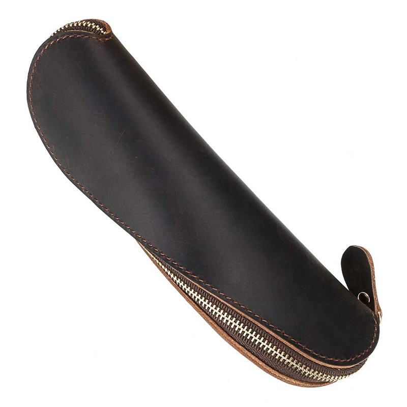 Кожаный чехол для карандашей маленький винтажный Чехол ручной работы на молнии