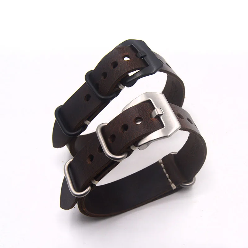 Ретро черный коричневый синий ремешок для часов ручной работы Crazy Horse кожаный 20 мм