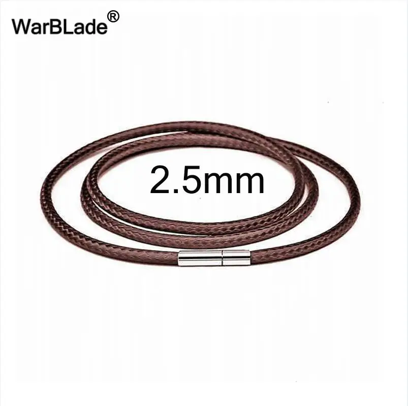 Brown 2.5mm 3 шт ожерелье шнур кожаный шнур веревка Воск Веревка кружево цепь с нержавеющей стали вращающаяся Пряжка для Diy ожерелье браслет ювелирные изделия - Цвет: Brown 2.5mm