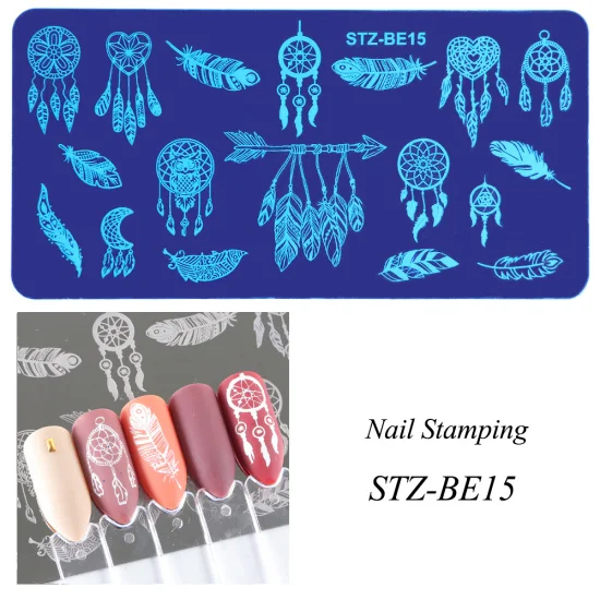 STZ-BE15 1 шт ногтей штамповки пластины Маникюр смешанные кружева цветок животных геометрические узоры ногтей шаблон DIY искусство ногтей изображения пластины TRSTZBE01-16 - Цвет: STZ-BE15