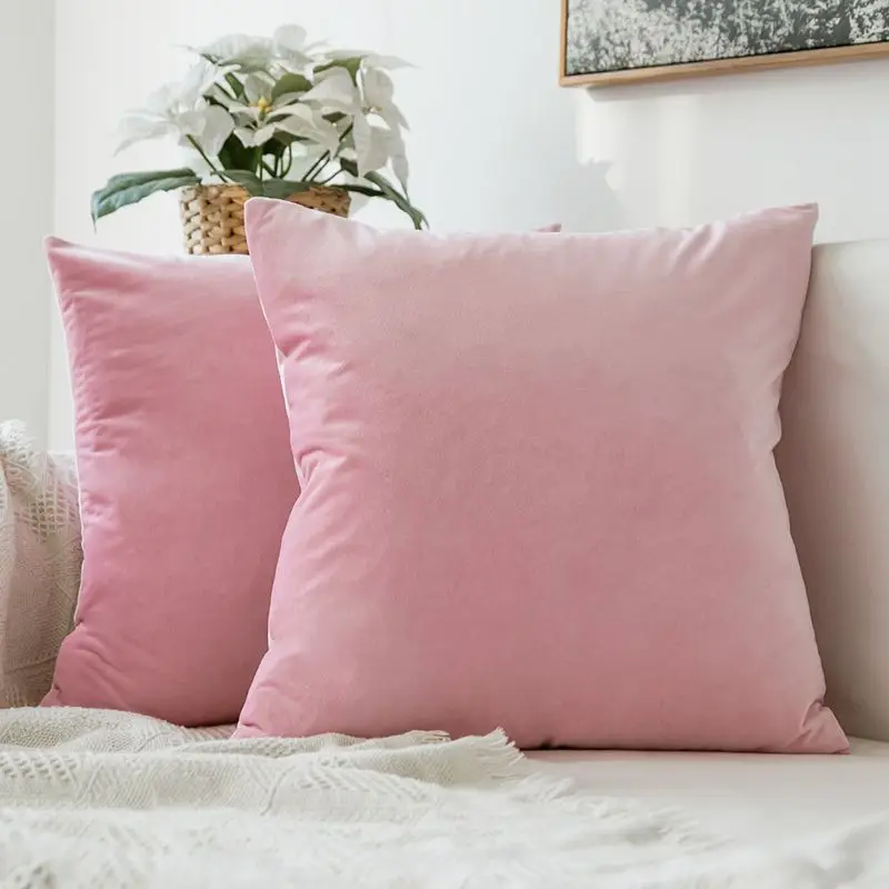 Bright Pink Декоративная бархатная наволочка для подушки, мягкая удобная наволочка для подушки, однотонный квадратный чехол для подушки для дивана, спальни, автомобиля - Цвет: Bright Pink