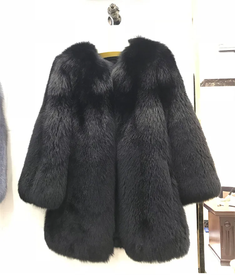 Women Real Fox Fur Coat Female Winter Thick Warm Overcoat Whole Skin 2022 Genuine Fur Jacket Pink Color Natural Fox Fur Coat