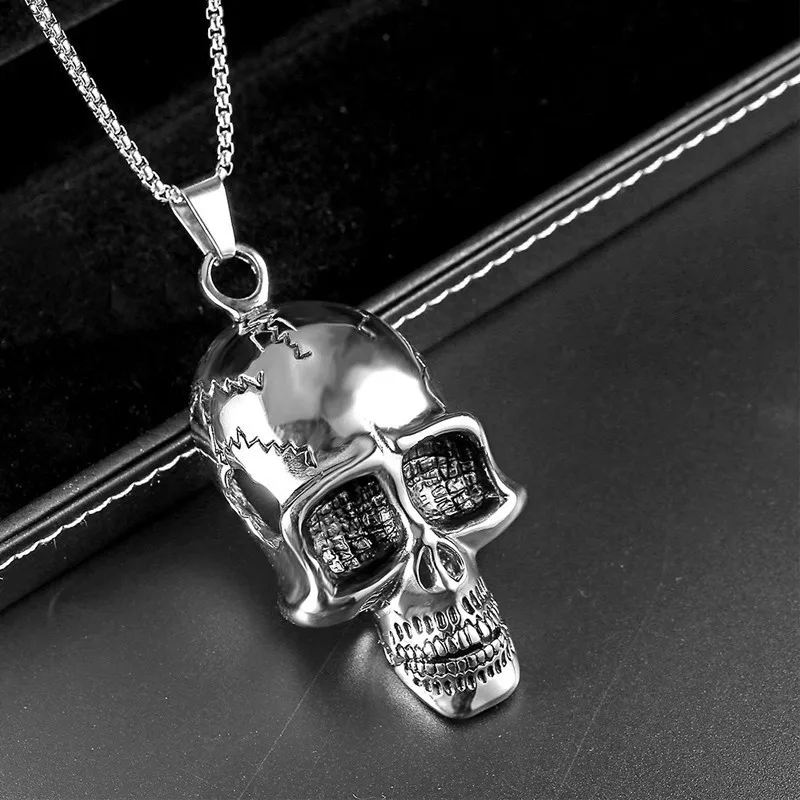 RIR мужской кулон череп байкер золотая голова большое ожерелье готические тяжелые