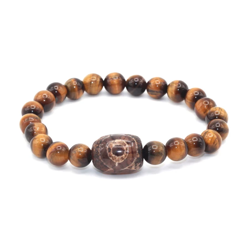 Новое поступление 2017 роскошный браслет с бусинами тигровый глаз ДЗИ для женщин и