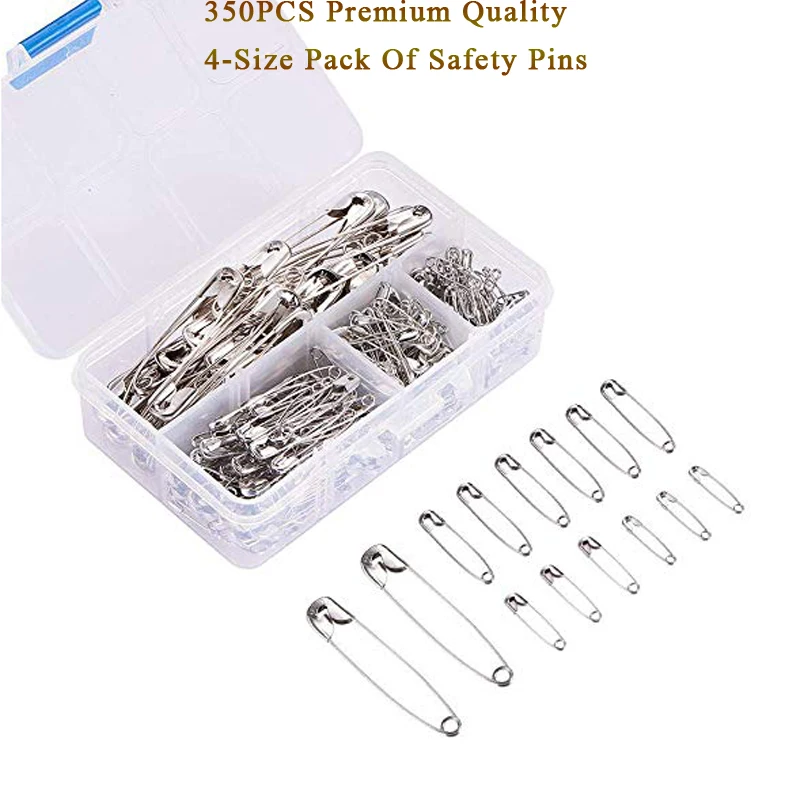 350PCS Premium Quality 4-Size Pack Of Safety Pins Best Sewing Accessories Kit For Baby Clothing Crafts & Arts | Дом и сад