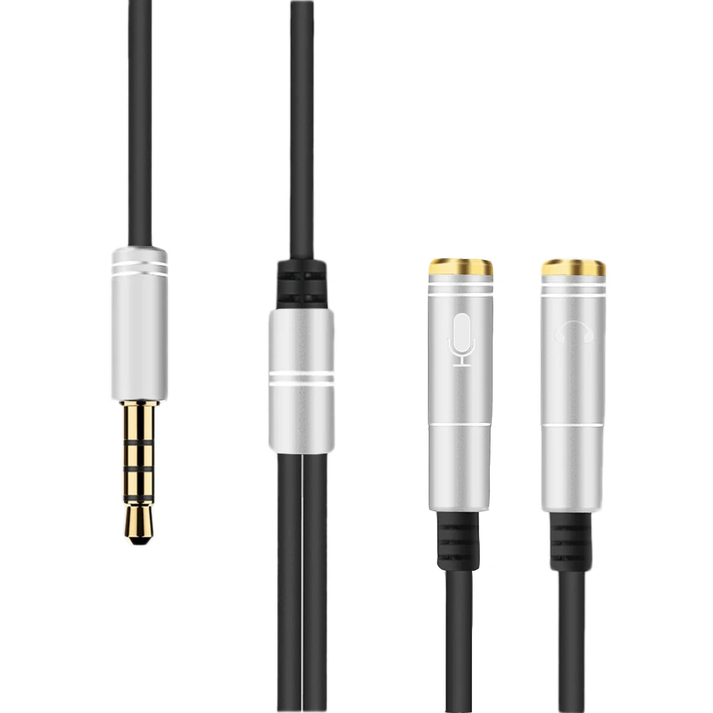 Позолоченный 3 5 мм разъем для наушников + гнездо микрофона 2 в 1 аудио разветвитель