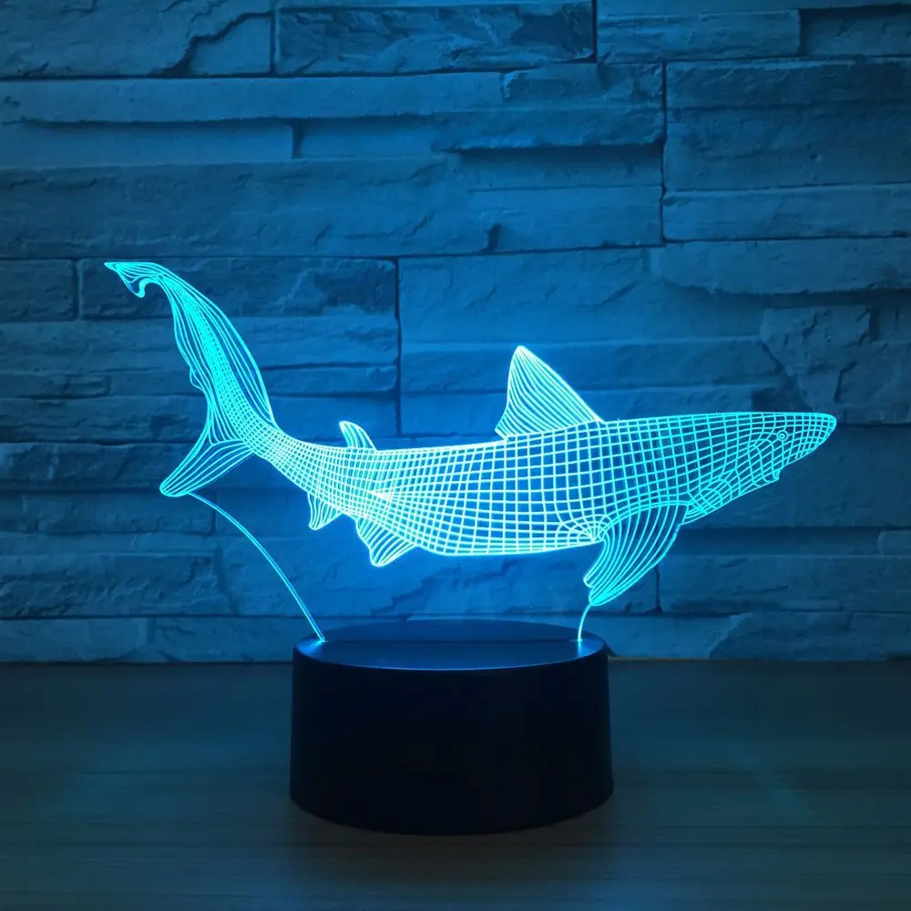 Новый Акула 3D светодиодный Для рыбалки внутри рыбы настольная лампа домашний