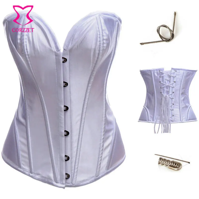 Женское атласное Корректирующее белье Corzzet белые корсеты и бюстье с завязками