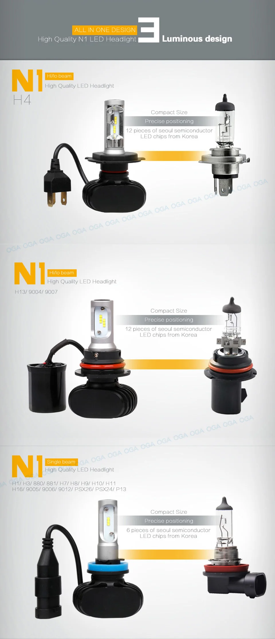 SNCN Лидер продаж светодиодные фары дневного света 25 W(4000LM каждый H7 H8/H9/H11 9005 HB3 9006 HB4 высокое Яркость лучшего качества