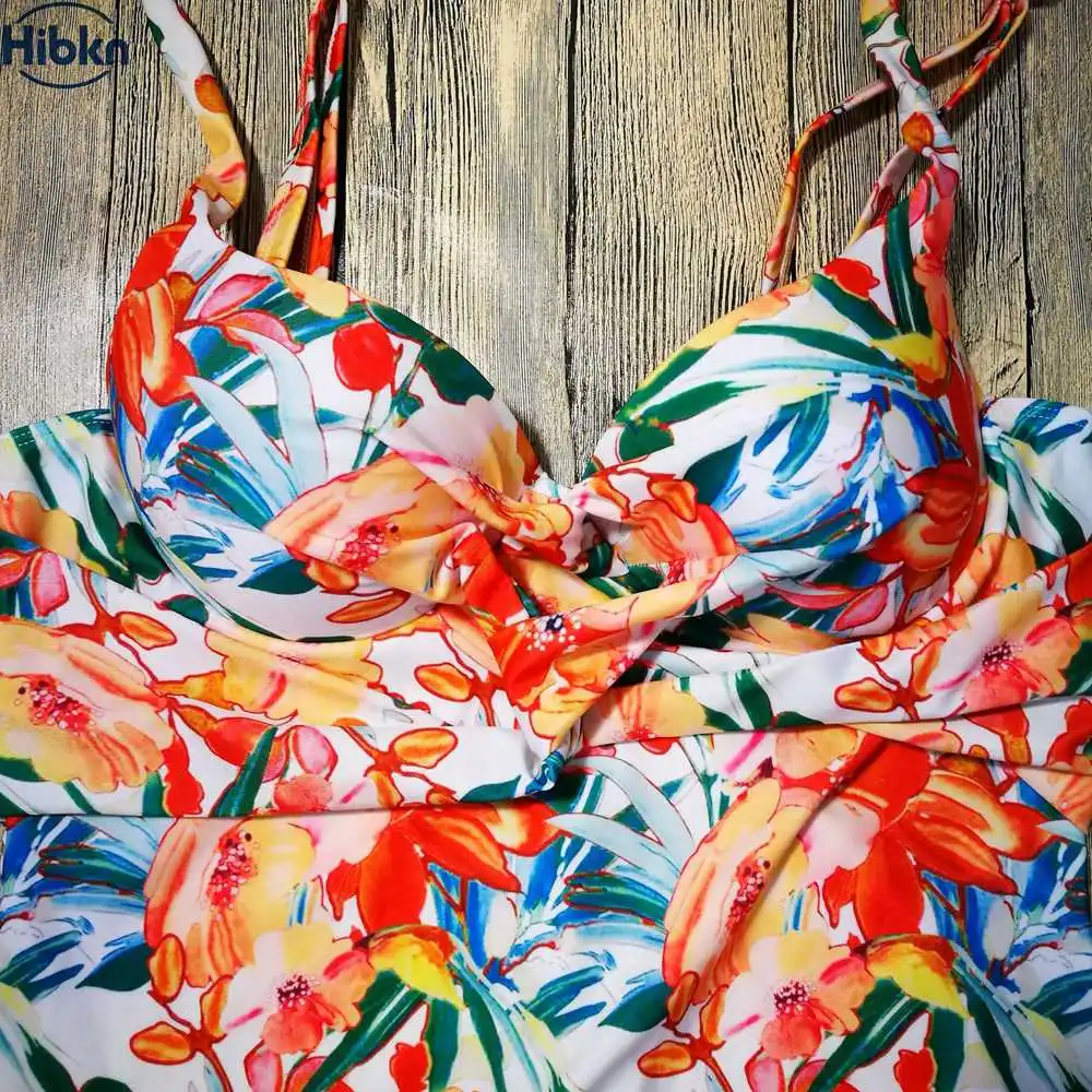 HBKN слитный купальник 3XL Купальники больших размеров купальники цветочные трикини Холтер одежда для плавания купальник женский