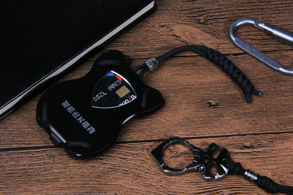 Slim Wallet Credit Card Wallet With Paracord Lanyard RFID Anti-thief Minimalist Metal Wallet Multifunction Pocket Wallet