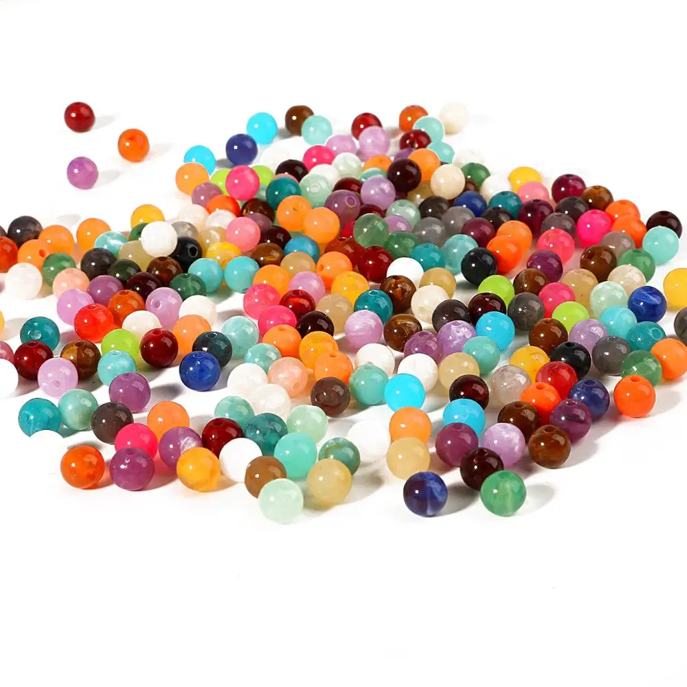 Wholesale 6/8/10mm Acrylic Clouds Beads Effect Round BEADS Spacer Loose For Jewelry Making Bracelet Accessories | Украшения и