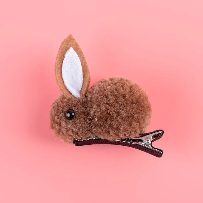 Hair pin (Bronw) Детские эластичные резинки для волос; Аксессуары для девочек с объемным кроликом; милые заколки для волос для маленьких девочек; детские головные уборы; детская шпилька; резинки для волос для малышей - Цвет: Hair pin (Bronw)