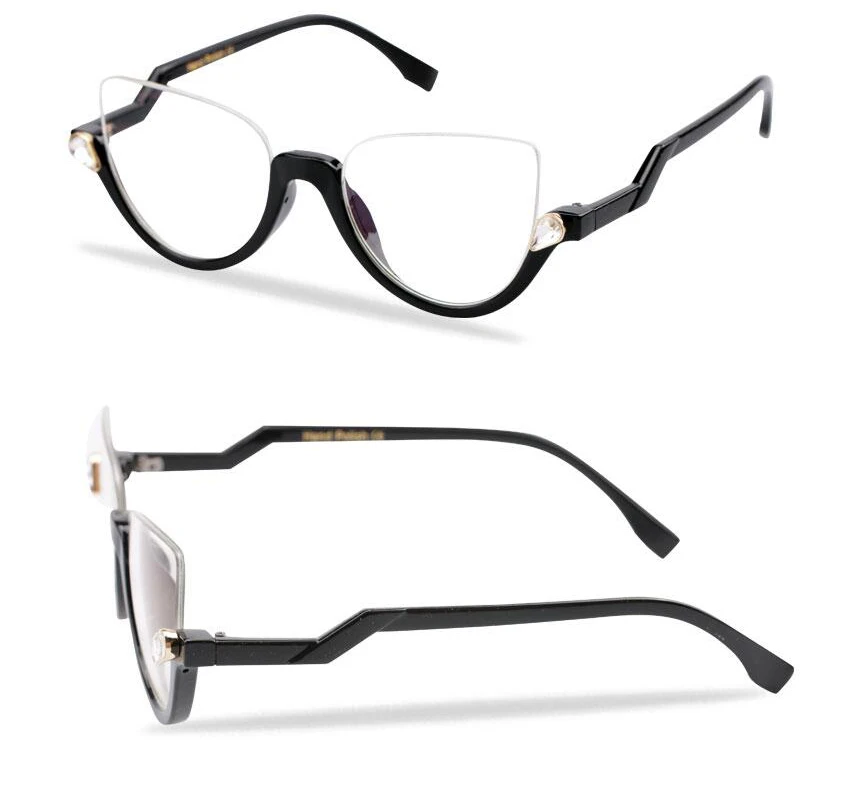 SOOLALA, полуоправы, кошачий глаз, очки для чтения для женщин и мужчин+ 1,0 1,25 1,5 1,75 2,25 до 4,0, прозрачные линзы, очки для чтения