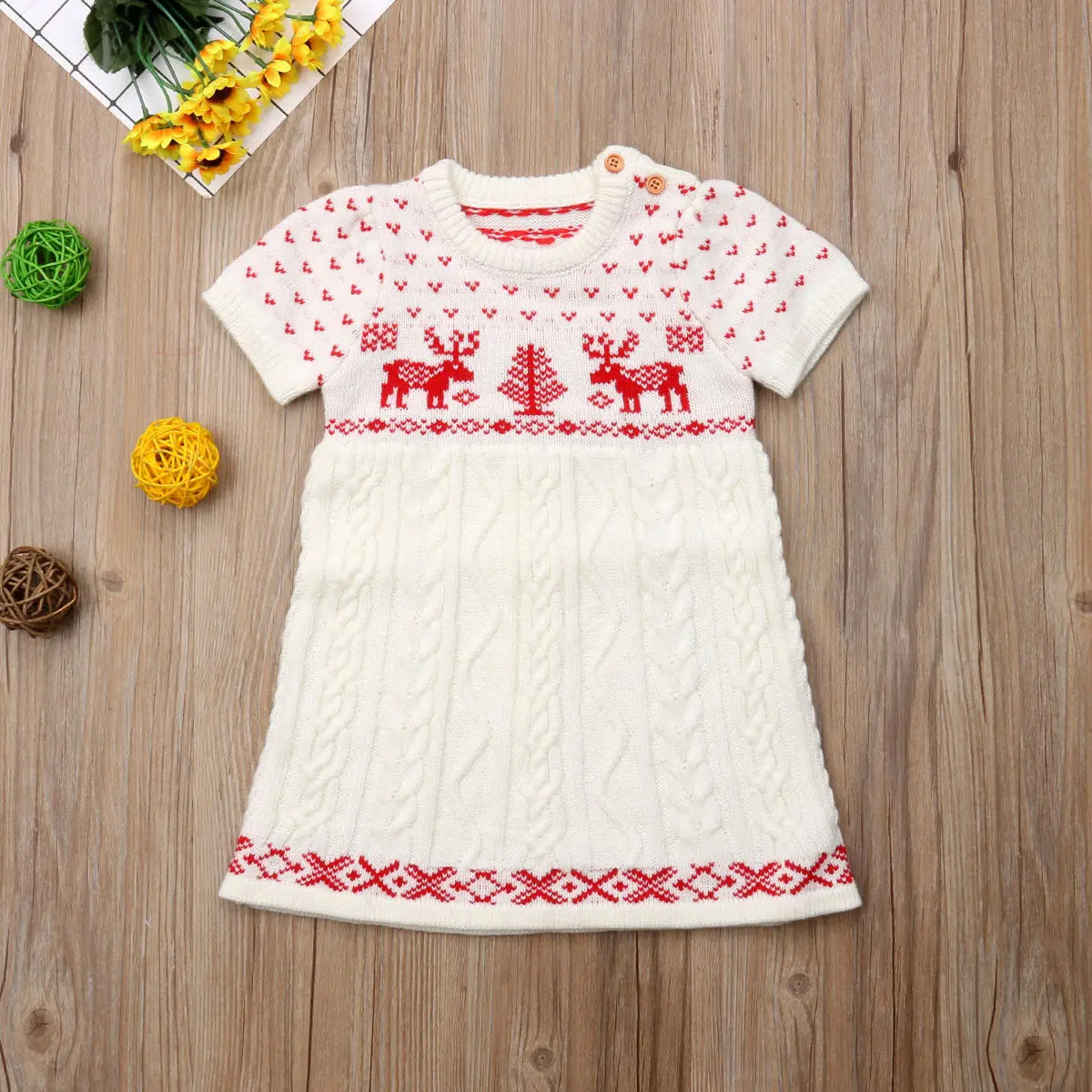 Рождественское трикотажное платье для маленьких девочек вязаный шерстяной