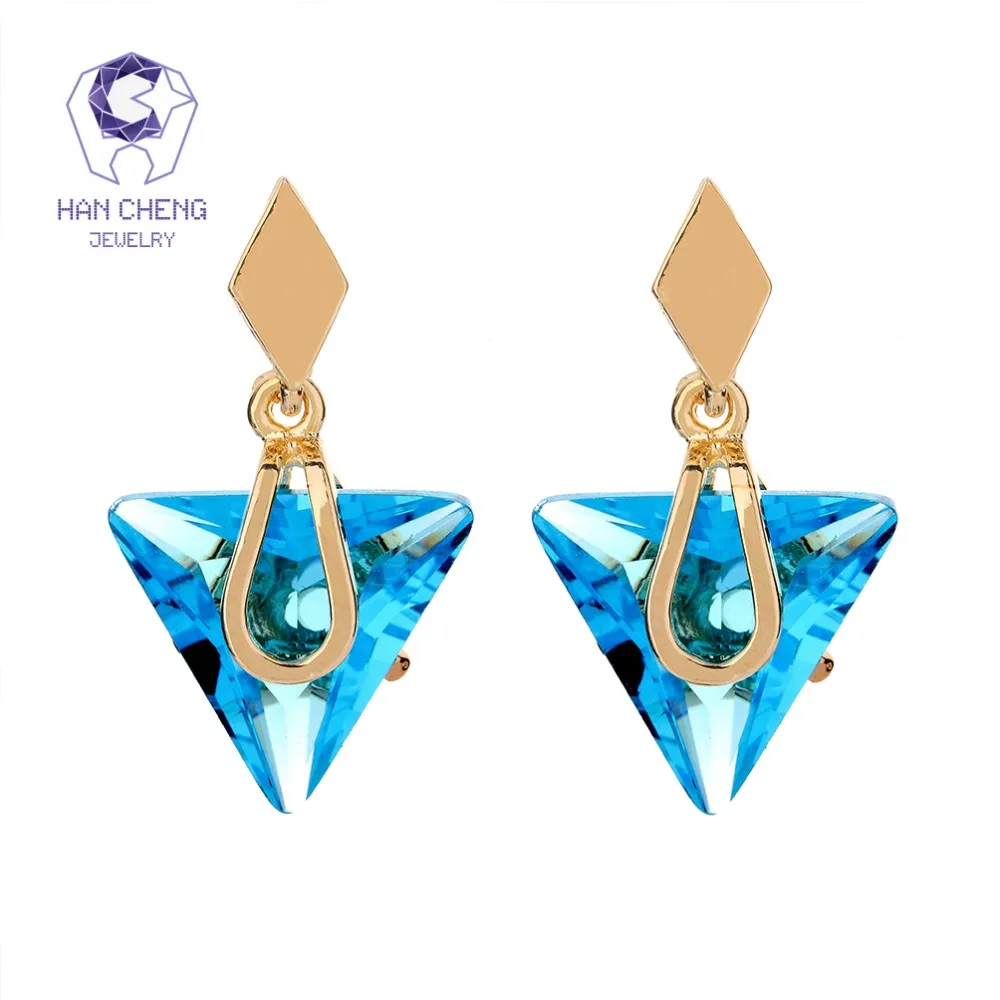 HanCheng новые модные милые Висячие драгоценные камни синий треугольный Циркон