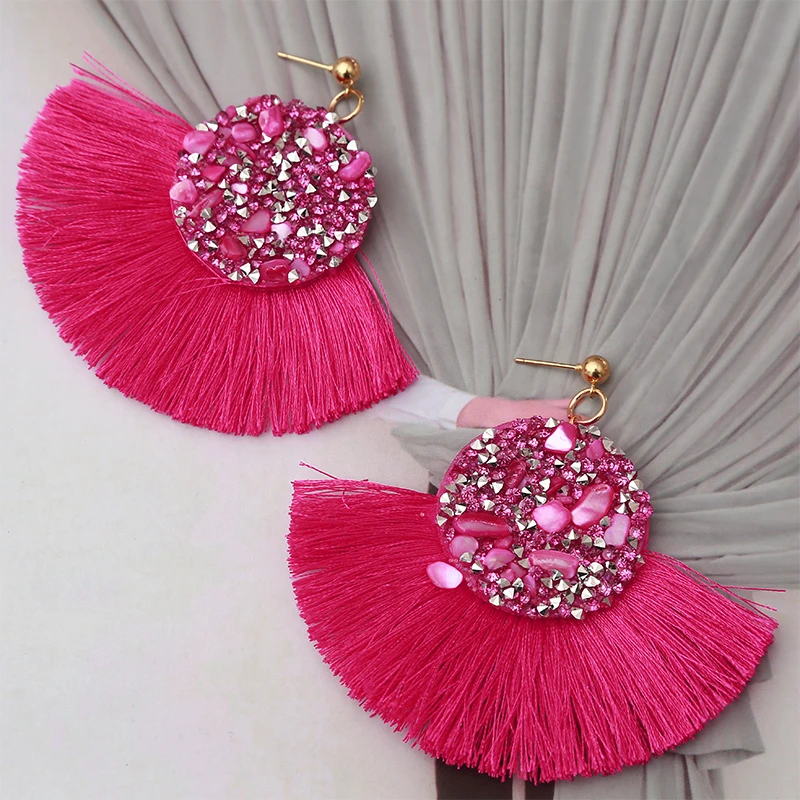 Женские серьги подвески с натуральным камнем ZOSHI большие ручной работы