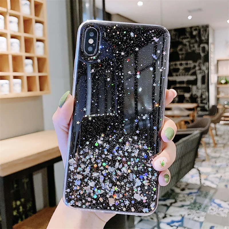 COPEONE для iPhone X Case класса люкс с блестками и нашивкой в виде звезды девочек