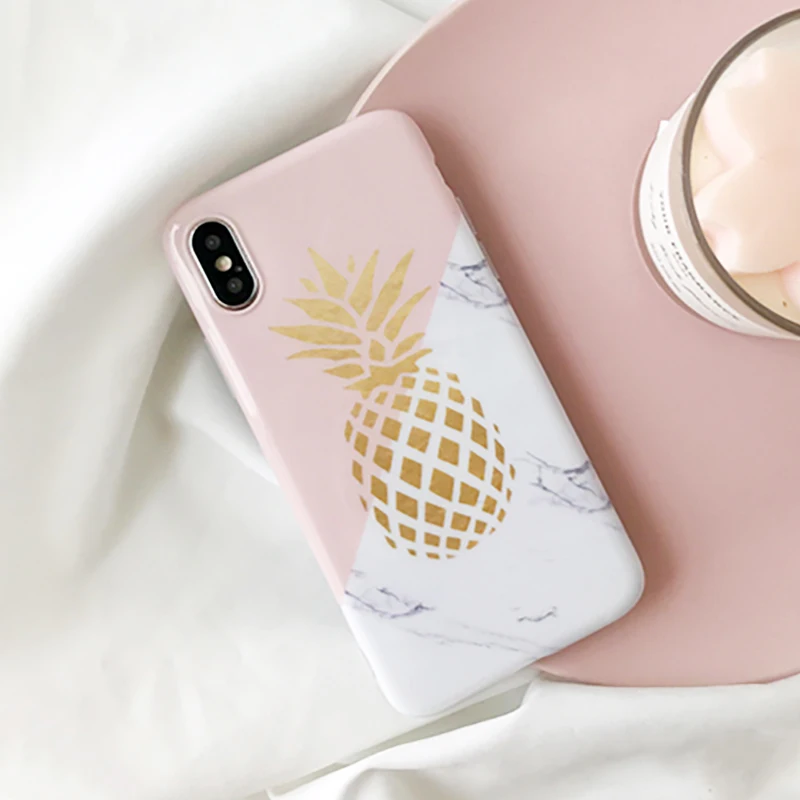 LOVECOM чехол для телефона для iPhone XR XS Max 6 6S 7 8 Plus X золотые плоды ананаса мягкая IMD задняя крышка Coque с палец кольцо подарок