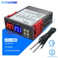 stc 3008 dc 12v 24v ac 110v 220v dual digital temperature controller two realy output thermostat thermoregulator with sensor