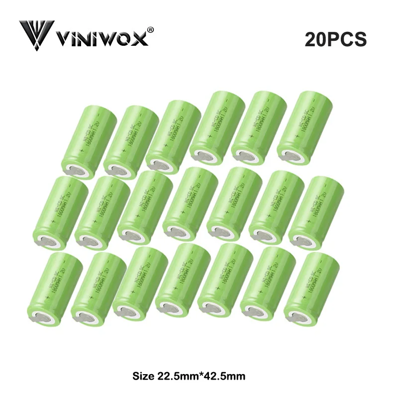 20PCS SC 1800mAh 1,2 V Ni-CD аккумуляторная батарея для робота-аккумулятора Makita Bosch power Tool батарея Subc Cells DIY 14,4 V 18V - Цвет: 20PCS