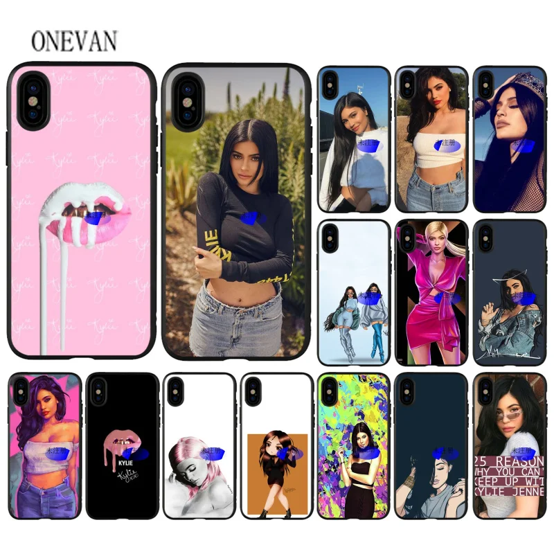 Кайли Дженнер произведения искусства для губ черный мягкий чехол телефона с