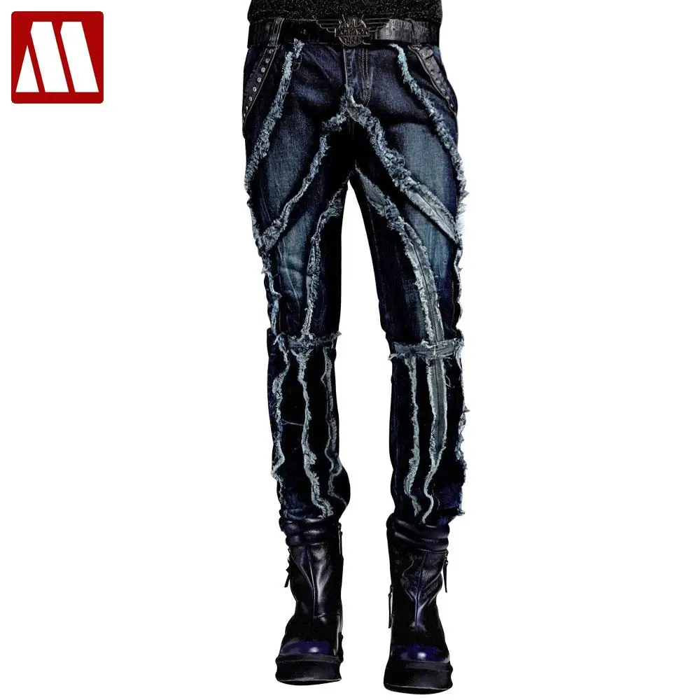 Мужские облегающие джинсы в европейском и панк стиле сезон осень-зима 2022 модные