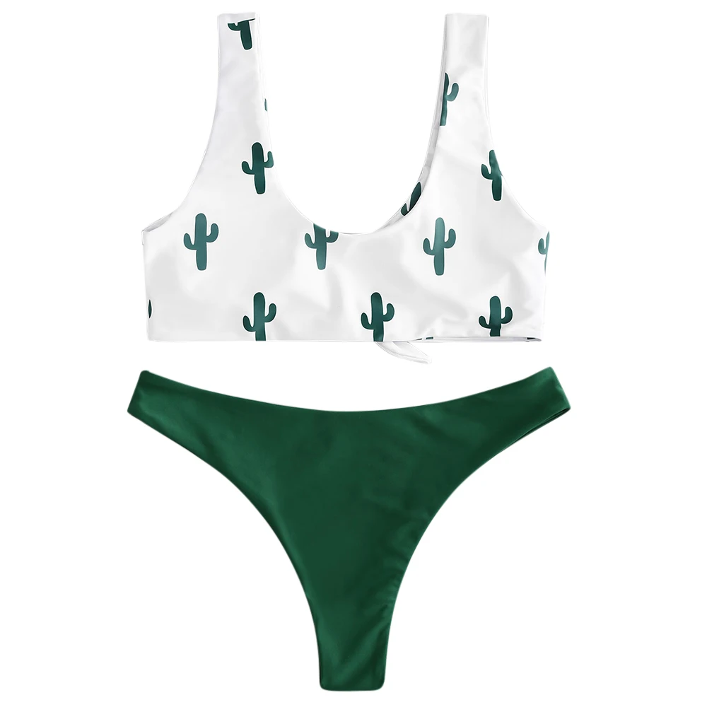 ZAFUL женский купальник с рисунком кактуса комплект бикини пуш ап сексуальный 2019
