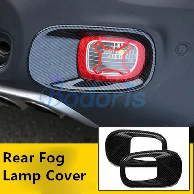 Rear Fog lamp cover Цветной светильник из углеродного волокна для противотуманной фары, боковое зеркало, дворник, Дневной светильник, крышка с ручкой, рамка, панель для автомобиля, Стайлинг для Jeep Renegade, аксессуары - Цвет: Rear Fog lamp cover