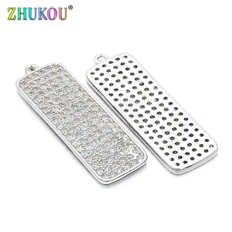11*35mm Brass Cubic Zirconia Rectangle Charms Pendants DIY Jewelry Findings Accessories Hole: 1.4mm Model: VD112 | Украшения и