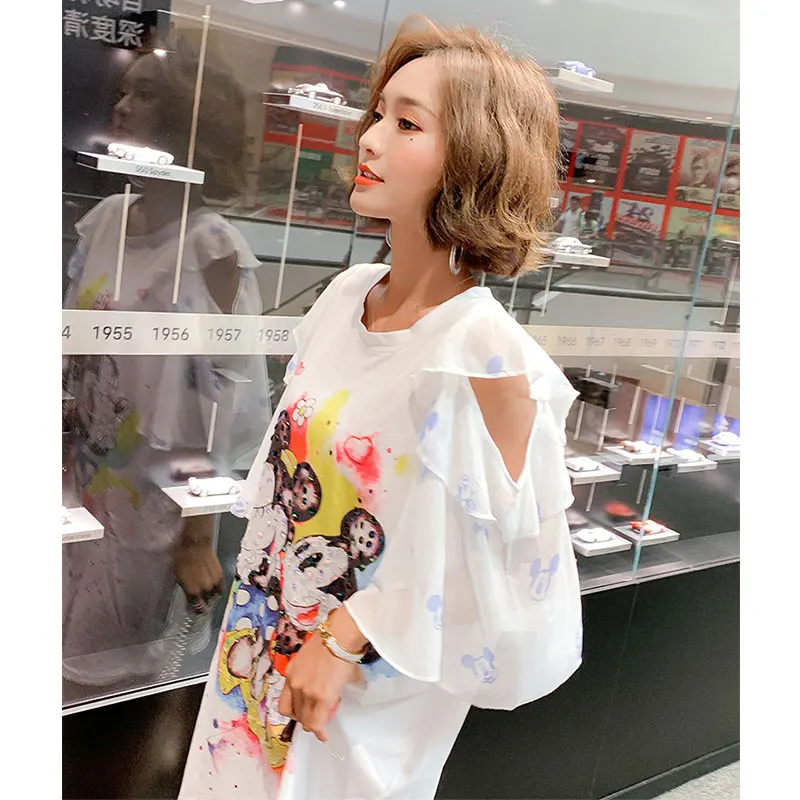 2019 летние модные открытые длинные платья с блестками и расклешенными рукавами