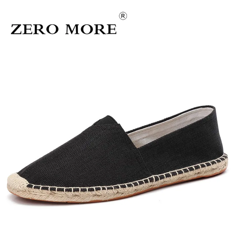 Мужские парусиновые Лоферы Zero more черные и белые слипоны с Конопля обертывание на
