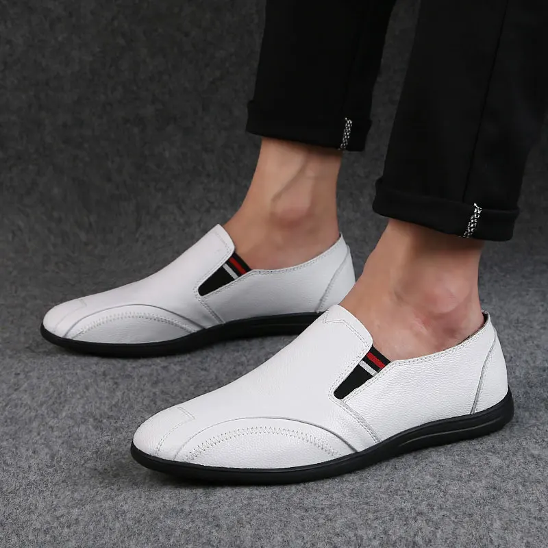 Men casual natural leather loafers boat shoes mocassin homme de luxe Fashion Slip On Driving Shoes Quality Soft | Обувь