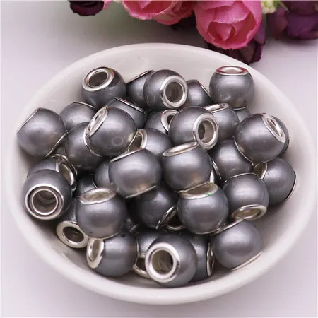 12mm Small beads 1 10 шт 16 мм большой круглой формы жемчужные Стеклянные европейские бусины для самостоятельного изготовления ювелирных изделий цепочка Ожерелье Большое отверстие бисера fit Pandora браслет - Цвет: 12mm Small beads 1