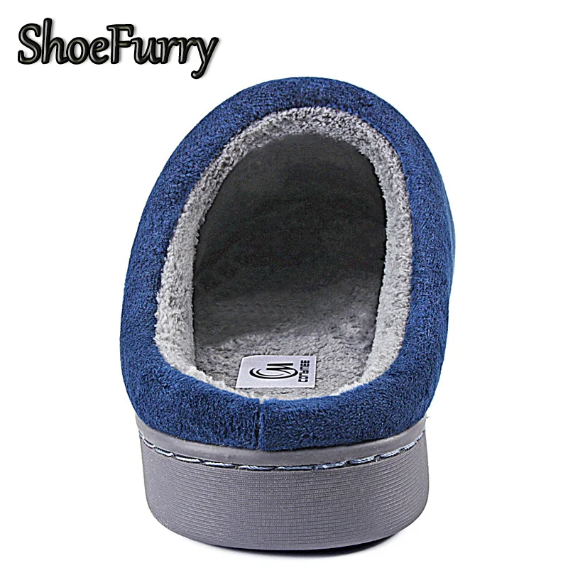 ShoeFurry/домашние тапочки; хлопковая обувь; коллекция года; зимние домашние тапочки с рисунком кота; мужские Нескользящие мягкие тапочки; теплые плюшевые Тапочки Мужские тапочки для спальни Осень сгущает обувь