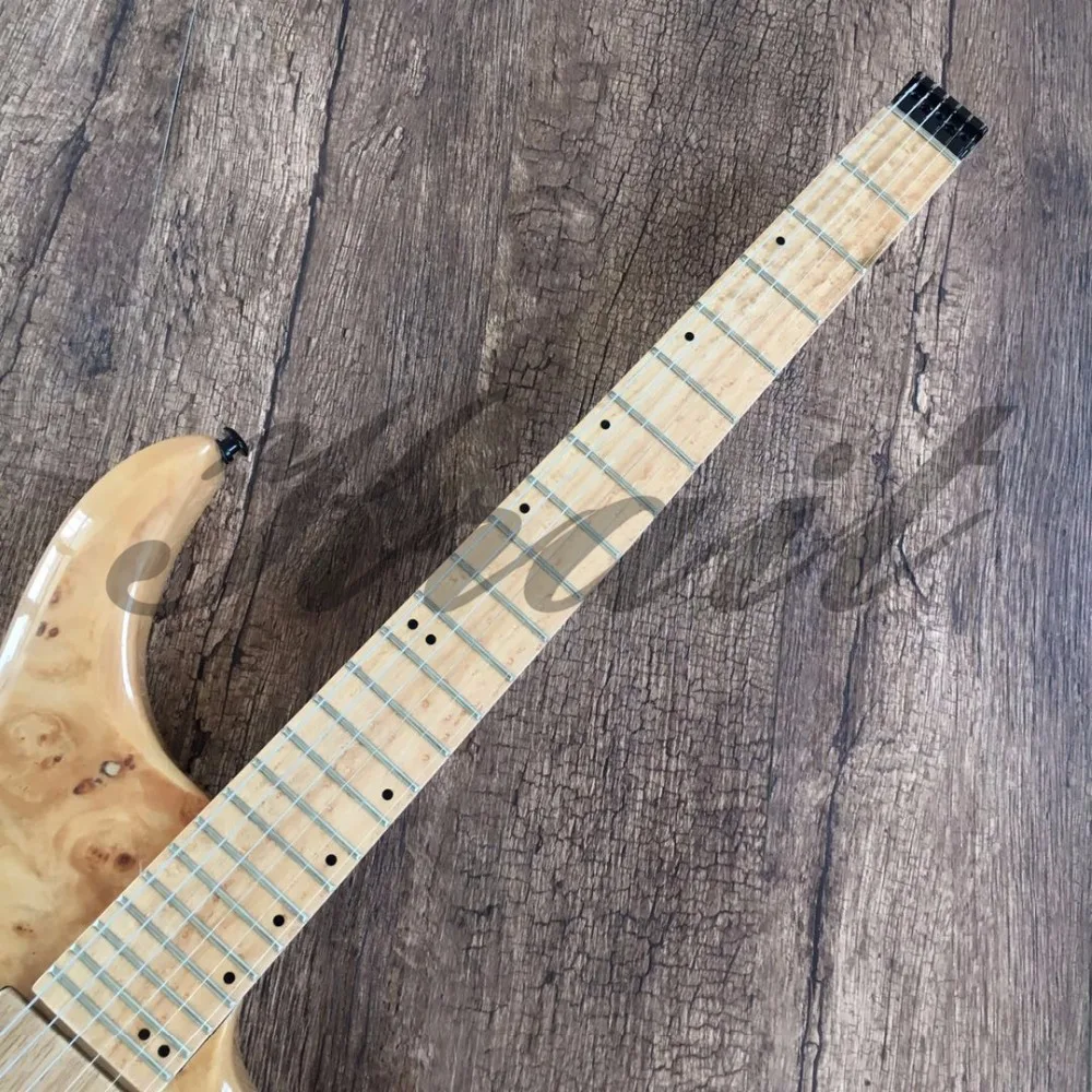Безголовая электрогитара из ясеня, клена, шеи birdeye fret, 6 струн, безголовая гитара, burl, кленовый топ