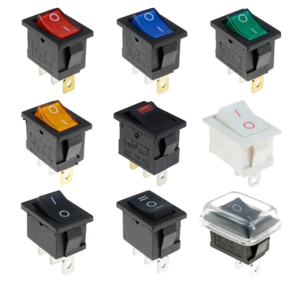 21*15 мм ВКЛ-ВЫКЛ Лодка автомобиля кулисный переключатель 6A/10A 250 V/125 V AC красный желтый и зеленый цвета синий, синий, на пуговицах, Лучшая цена KCD1