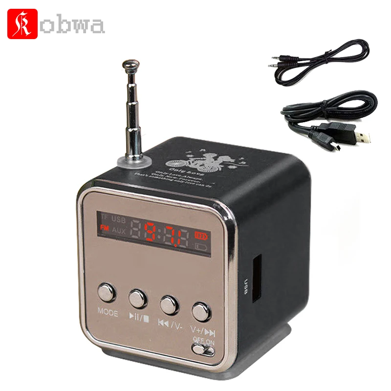 Kobwa TD-V26 мини-динамик портативный цифровой стерео звук микро SD/TF FM радио