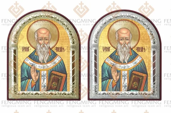 Металлическая Серебряная Золотая недорогая известная икона Святой Айдан