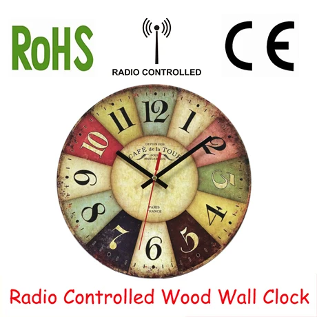 DCF77 RCC деревянные настенные часы Funkuhr кварцевые МДФ 10' дюймовые Парижские Ретро |