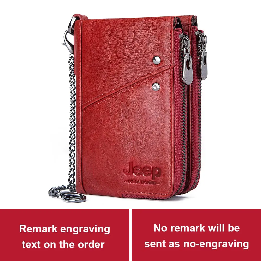 Free Engraving Cowhide Genuine Leather Wallet Men Coin Purse Small Mini Card Holder Vintage PORTFOLIO Portomonee Male Chain - Color: chain