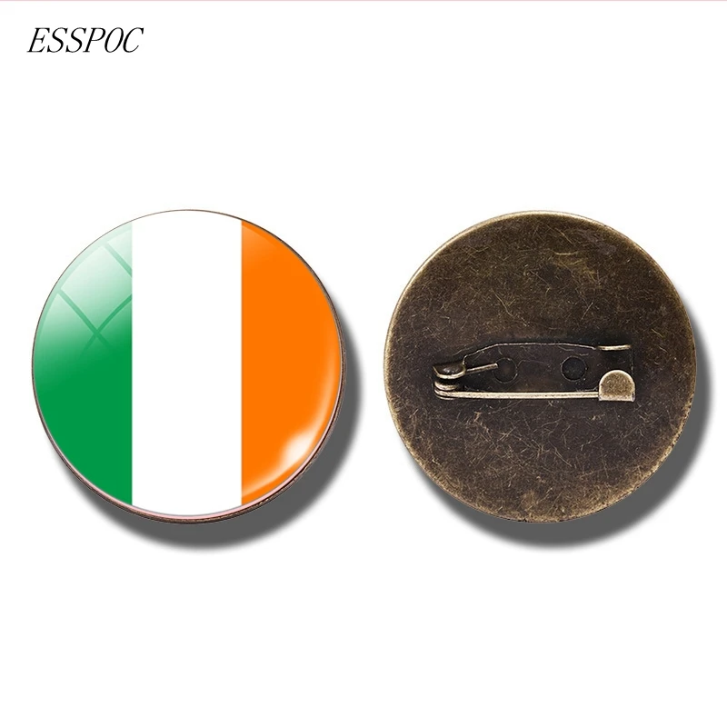 Ireland Европейский Национальный флаг значок булавка Франция Италия Испания Польша Россия Ирландия голландская страна брошь в виде флага бижутерия со стеклянными кабошонами - Окраска металла: Ireland
