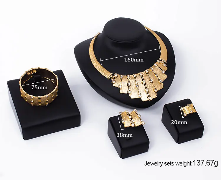 Модный комплект украшений для женщин золотого цвета ожерелье с бусинами серьги