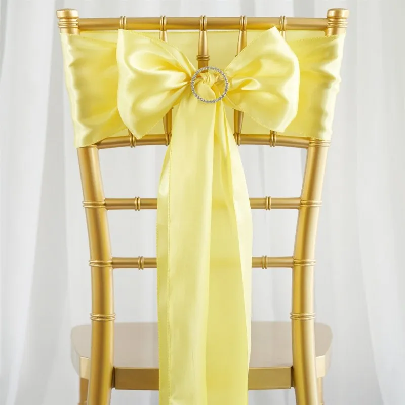 

100pcs New Wedding Party Banquet 6x108inch Satin Chair Cover Sash Bow Decoration Free Shipping MARIOUS