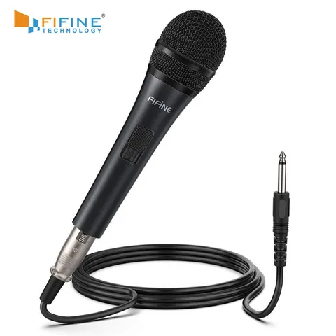 Динамический микрофон Fifine, для вокального микрофона, для караоке, с переключателем включения/выключения, с разъемом XLR 1/4 футов на дюйма