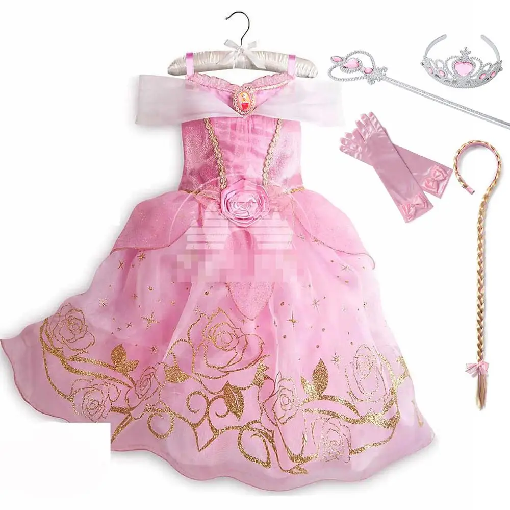 Belle Dress Set-3 PaMaBa/нарядное платье принцессы Авроры для девочек; платья Золушки на день рождения; Детская летняя одежда; детские маскарадные костюмы на Хэллоуин - Цвет: Belle Dress Set-3