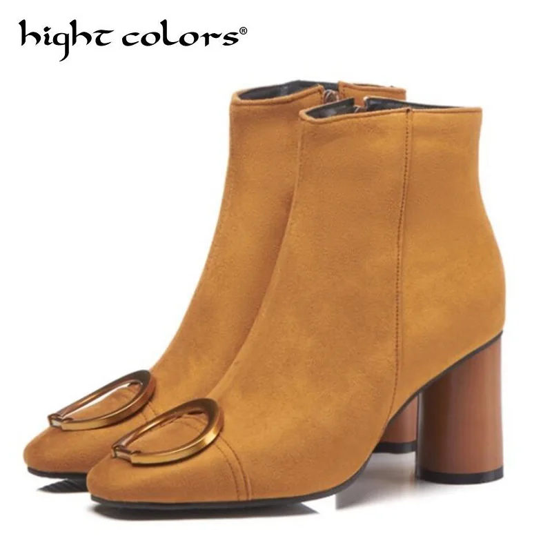 Британский стиль Новинка Модные женские Ботинки Martin с металлической пряжкой и