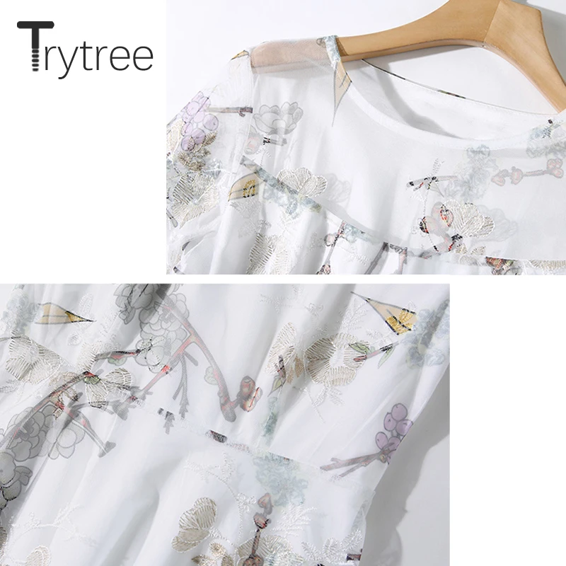 Летнее осеннее Повседневное платье Trytree женские платья из вуали и полиэстера с
