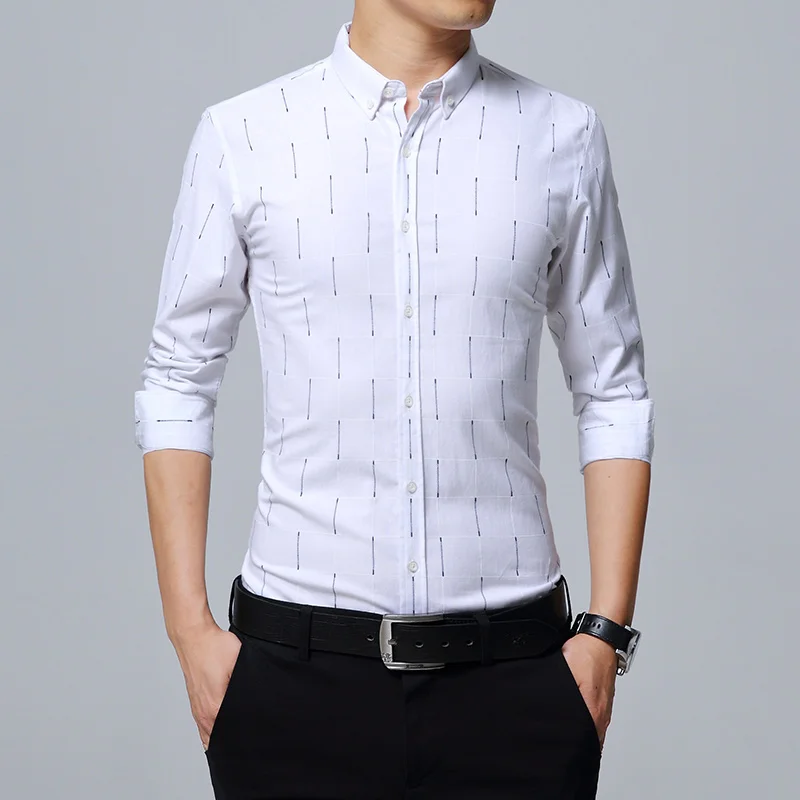 Клетчатая рубашка для мужчин 2018 Новое поступление Весенняя Chemise Homme брендовая