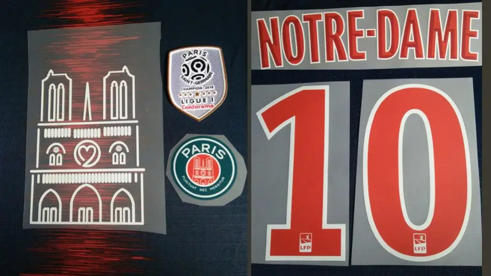 Notre Dame Nameset Mabppe nameset Neymar JR Кавани ВЕРРАТТИ nameset Ligue 1 Чемпион патч колеблющийся